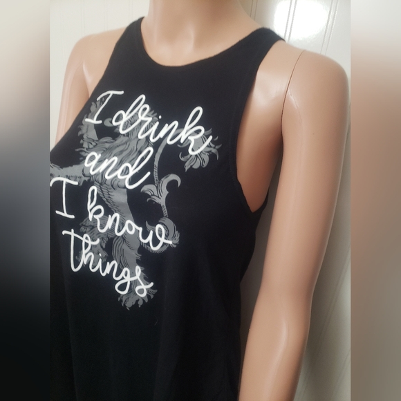 Black and White HBO Game of Thrones "I Drink and I Know Things" Tank Top… - Picture 6 of 9